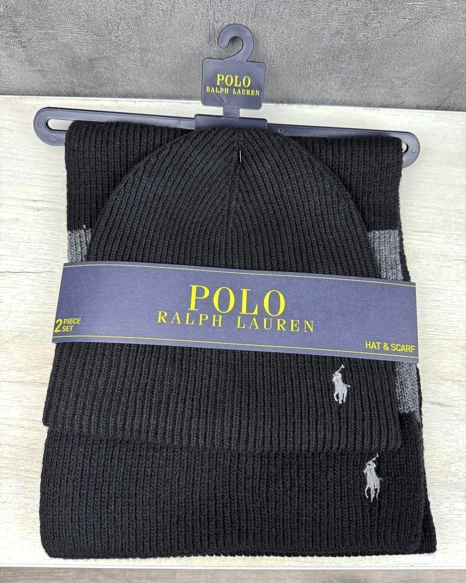 Набор шапка + шарф Polo Ralph Lauren Rugby Stripe Hat and Scarf Gift Set
