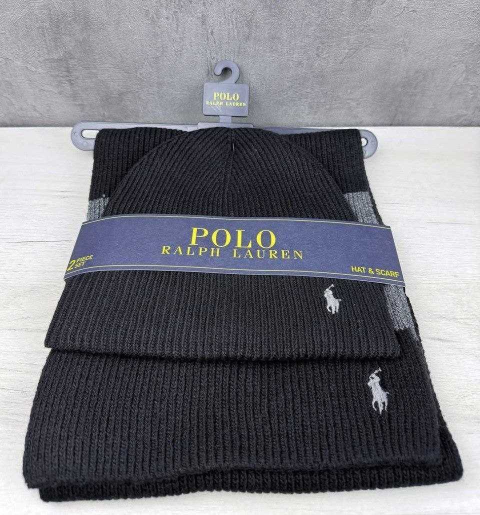 Набор шапка + шарф Polo Ralph Lauren Rugby Stripe Hat and Scarf Gift Set