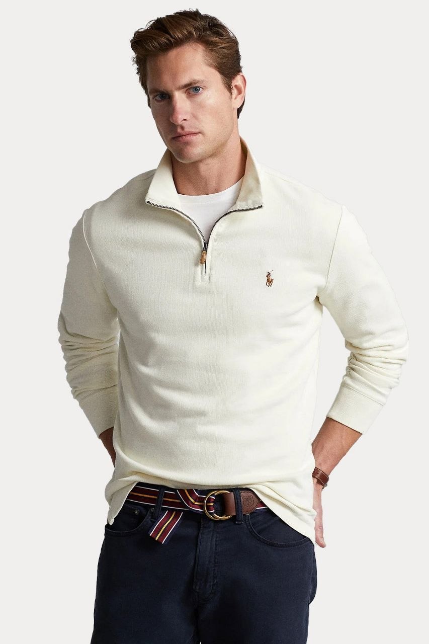 Пуловер кофта Ralph Lauren Luxury Quarter Zip Sweat 'Chic Cream'