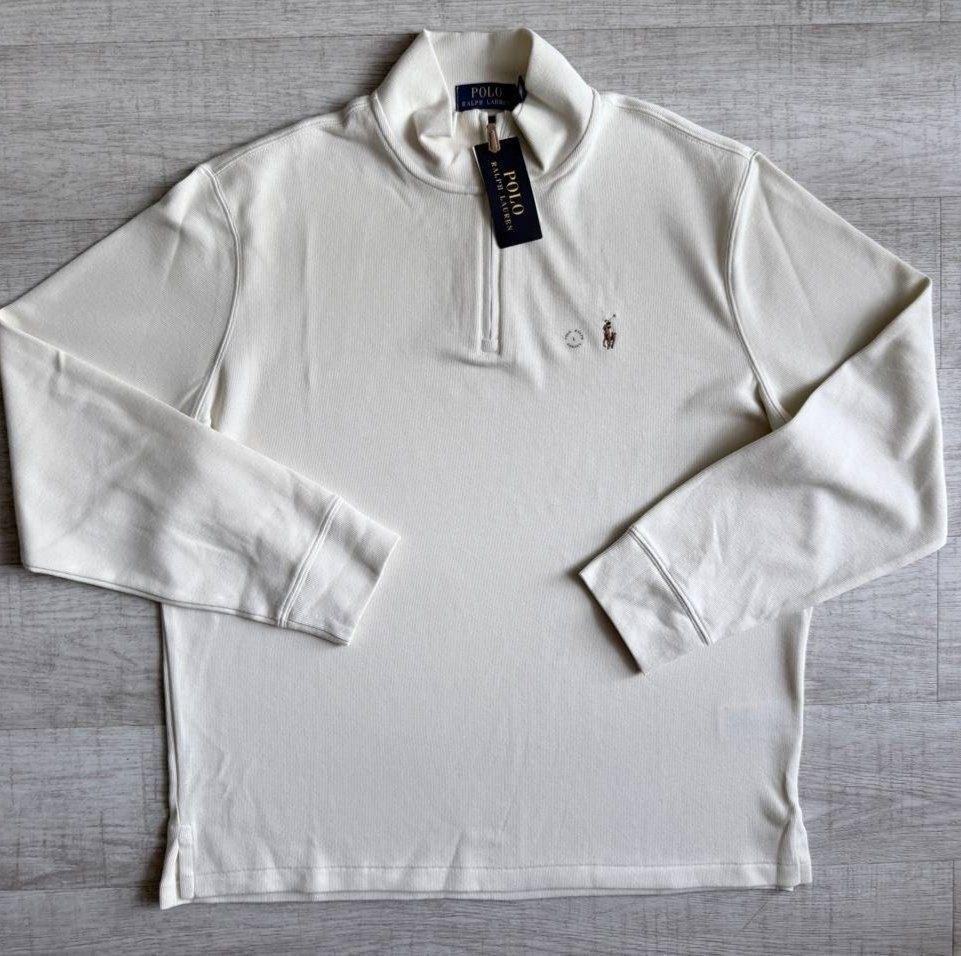 Пуловер кофта Ralph Lauren Luxury Quarter Zip Sweat 'Chic Cream'