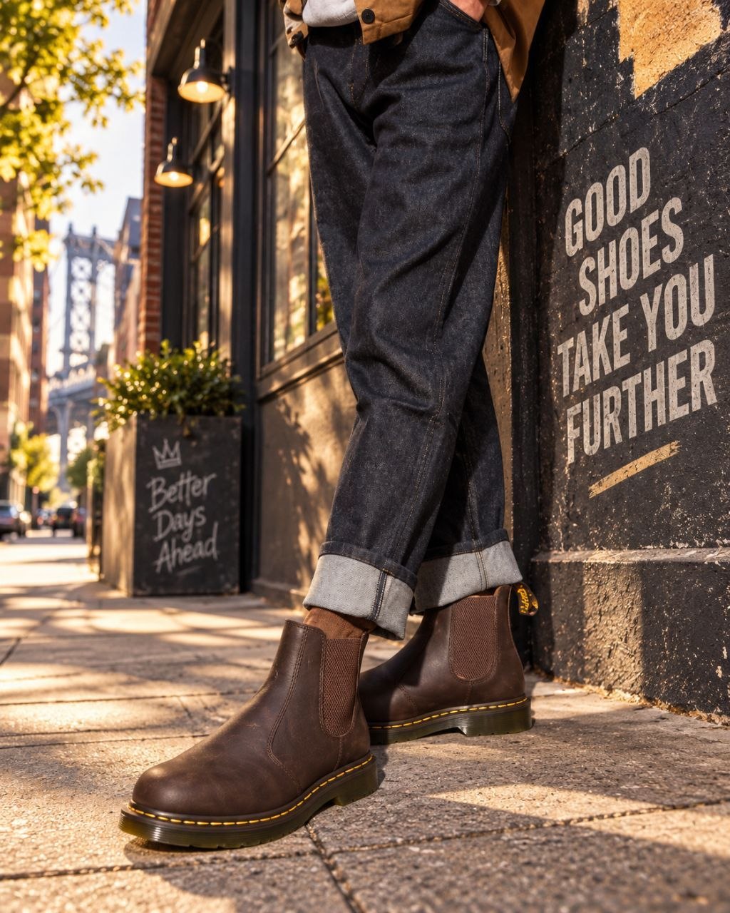Ботинки челси Dr. Martens 2976 Yellow Stitch 'Dark Brown'