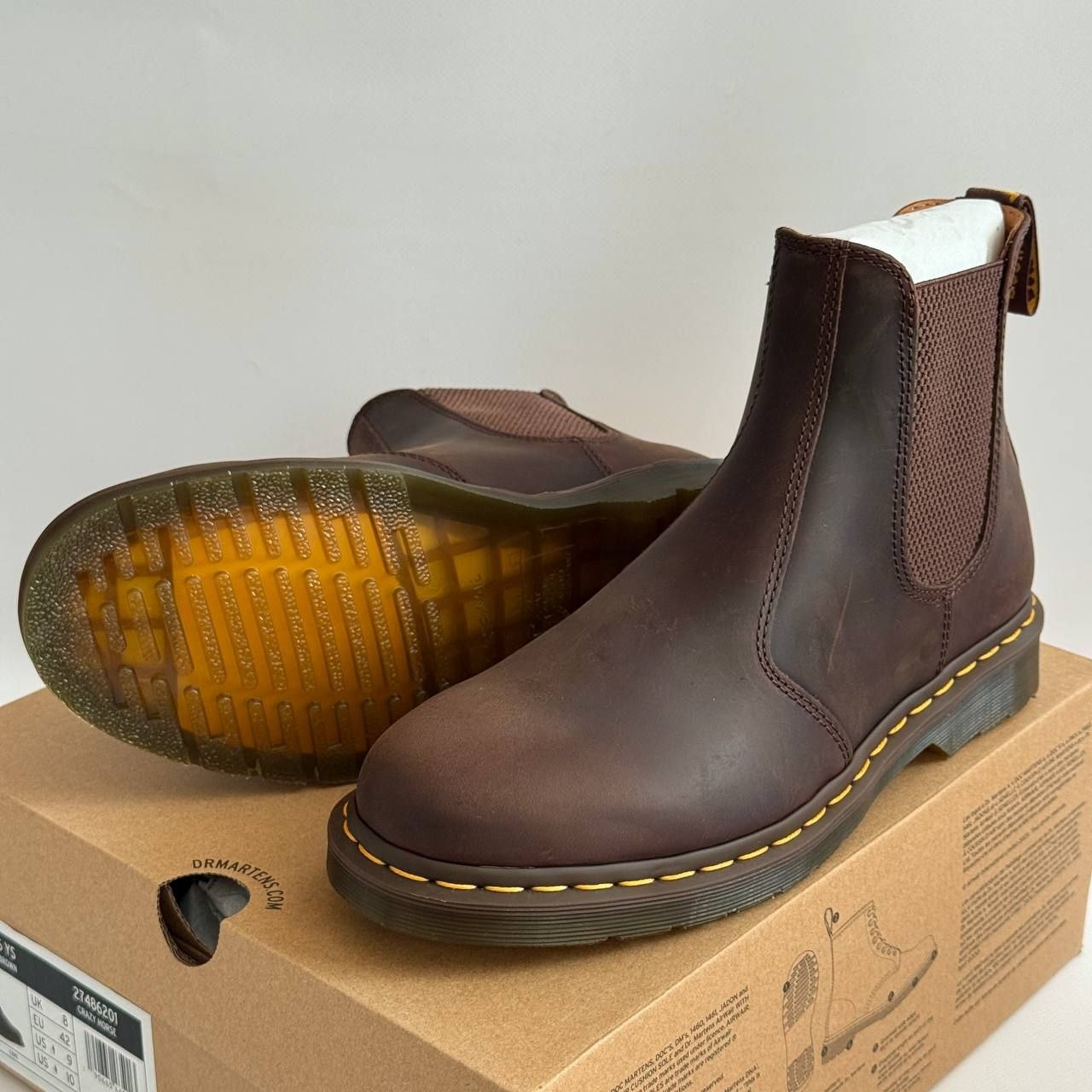 Ботинки челси Dr. Martens 2976 Yellow Stitch 'Dark Brown'
