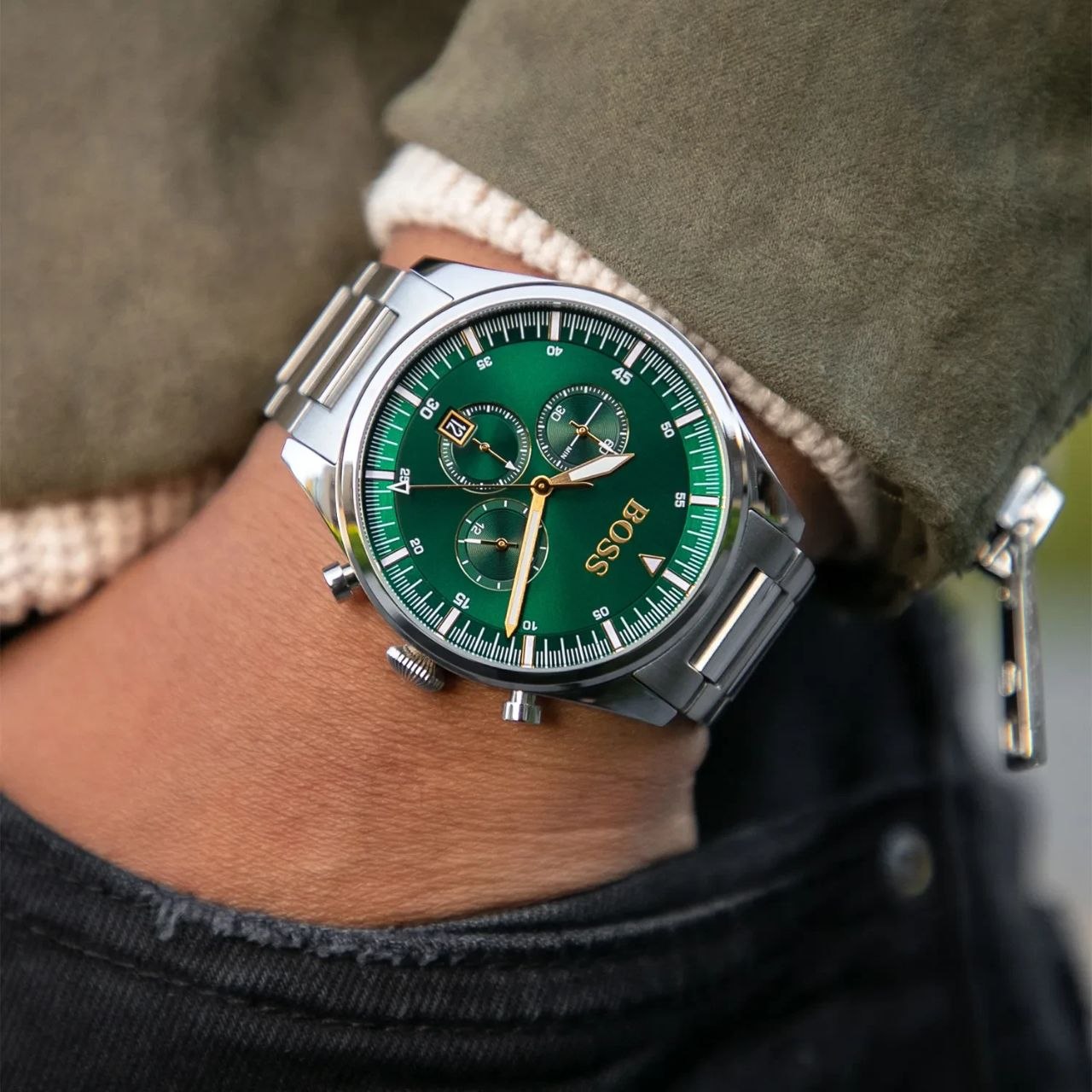 Часы Hugo Boss Pioneer Green Chronograph