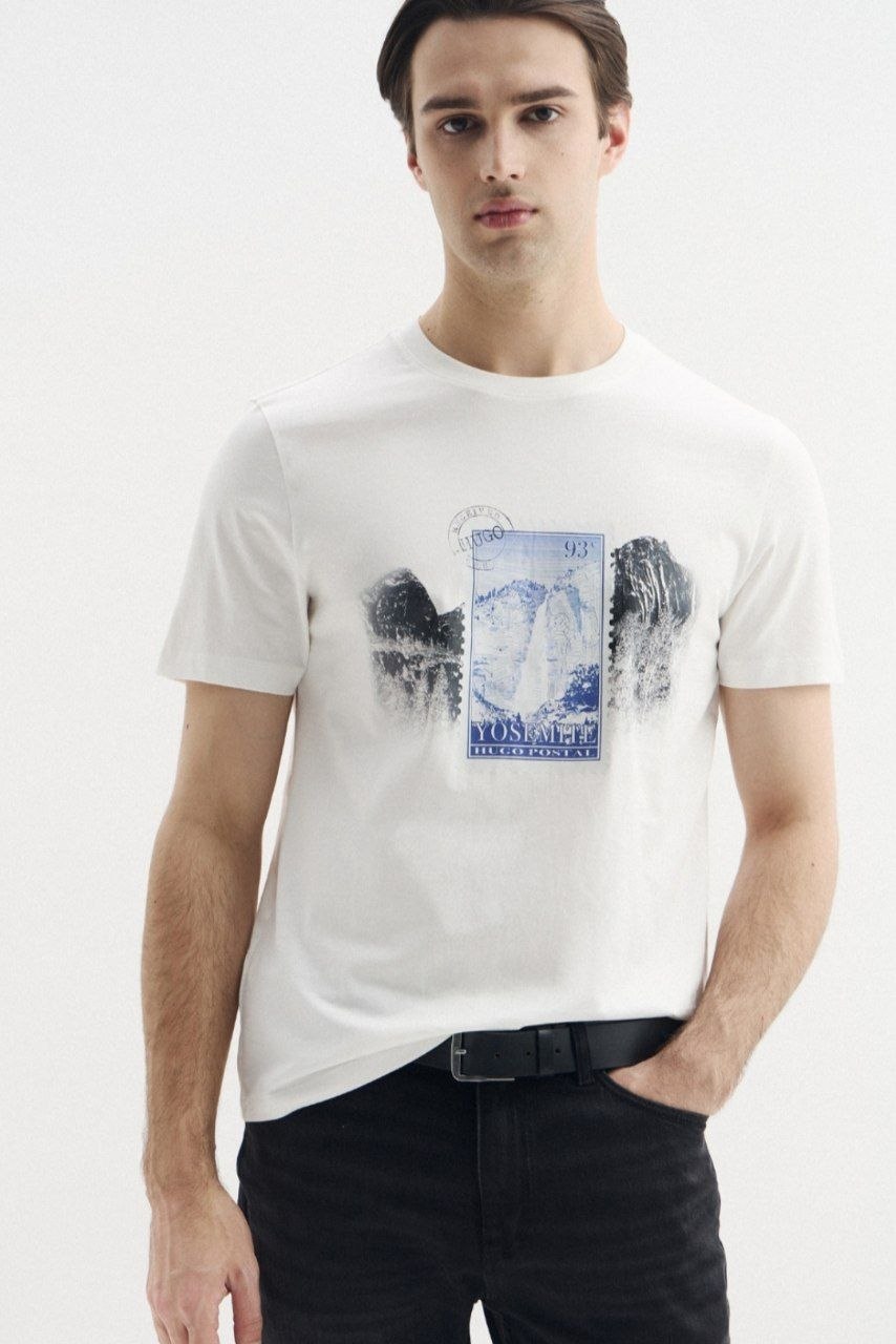 Футболка HUGO Divalis Yosemite Postal Stamp Graphic Tee White