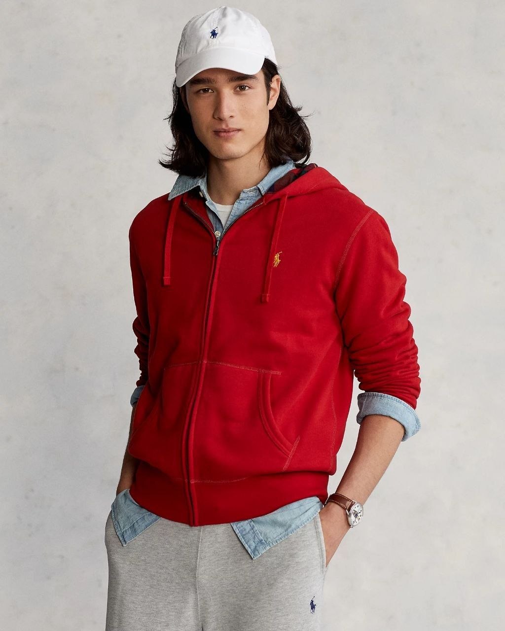 Худи толстовка Polo Ralph Lauren Double Knit Fleece Full Zip Hoodie 'Red'